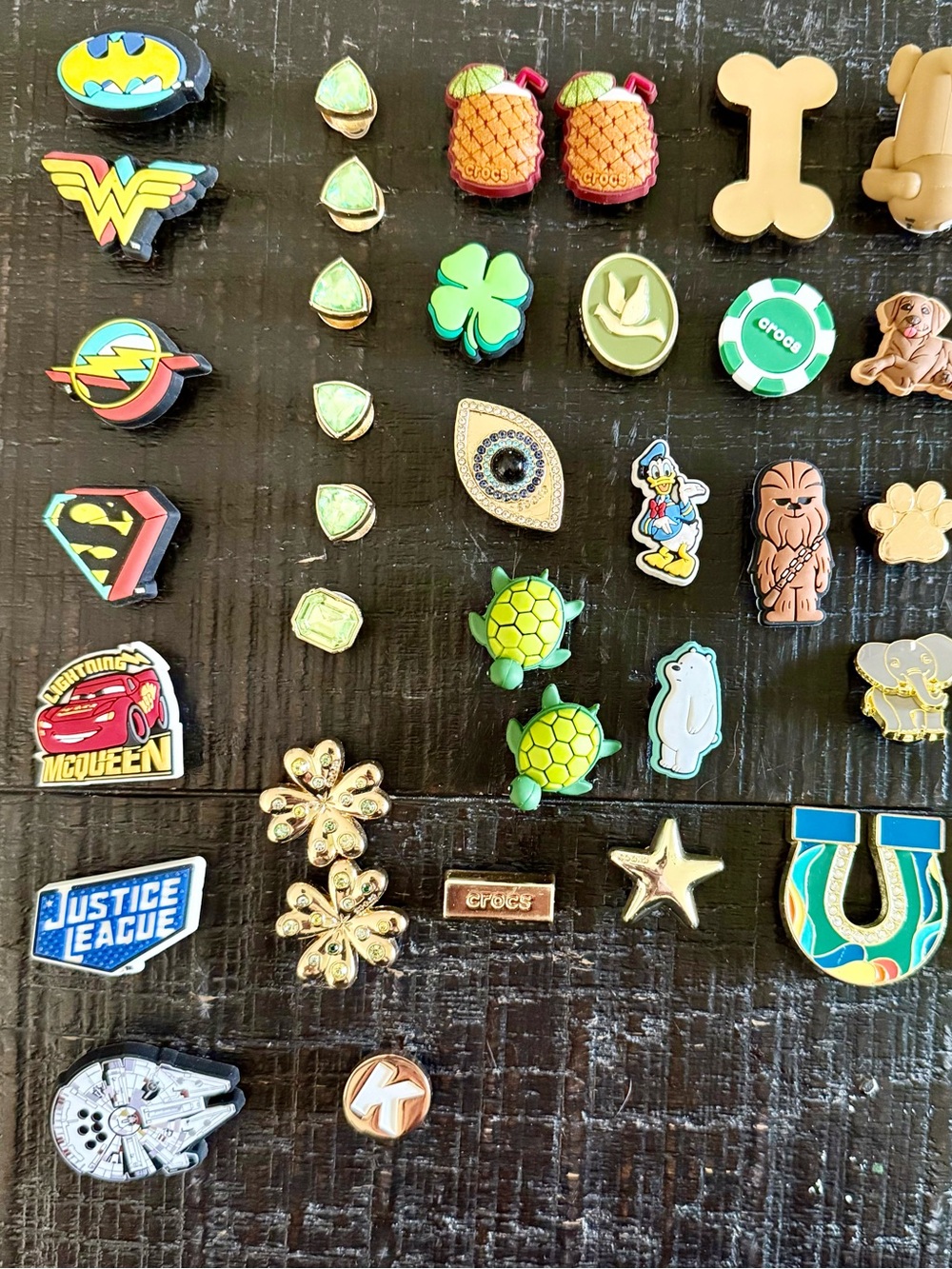 CROCS Colorful Jibbitz Charm Lot – Green Turtles, Clovers & Gold Accents